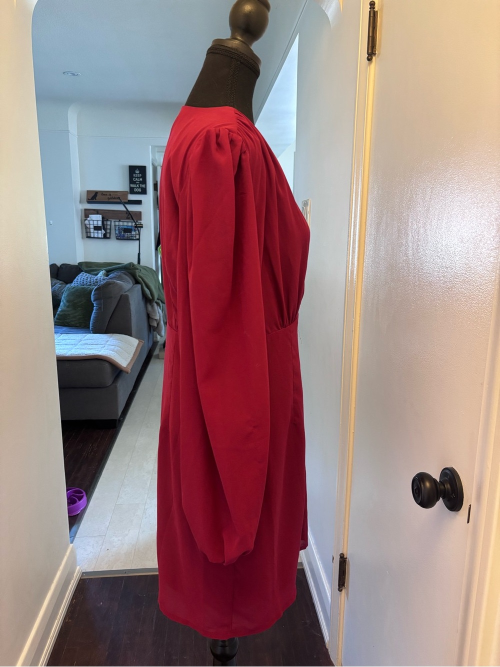 Missguided Burgundy Plunge Long Sleeve Mini Dress - Picture 5 of 13